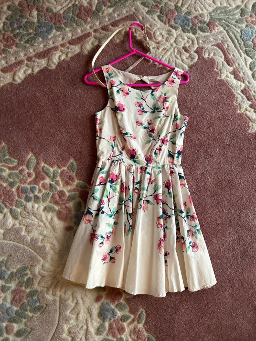 Cream Floral Fit-and-Flare Dress brand Lauren Conrad LC